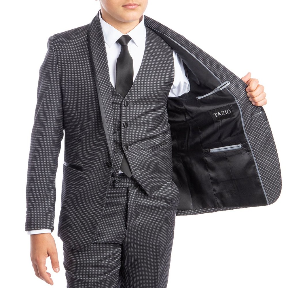 Tazio Kids Black and Gray Matching Suit Set